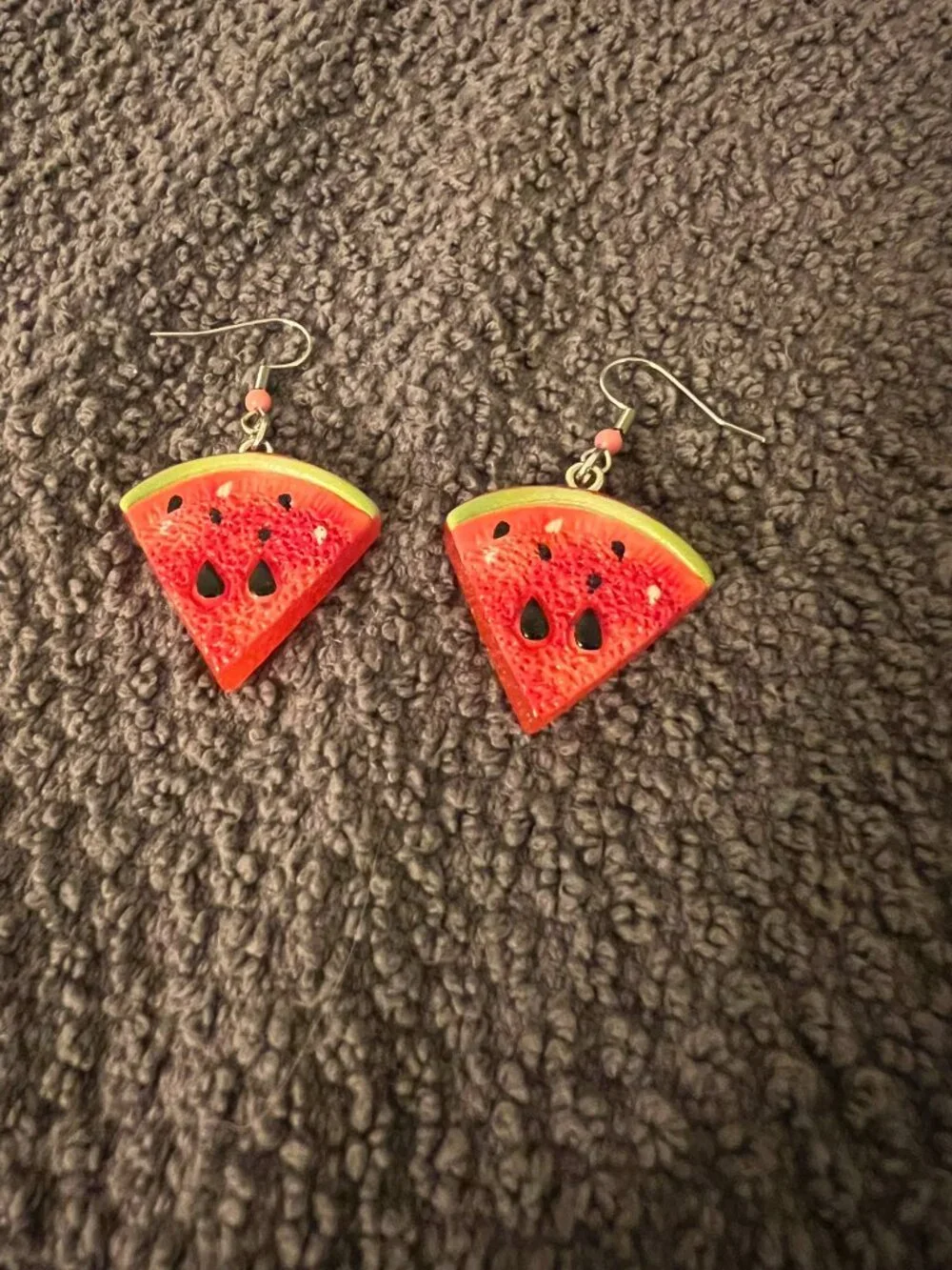 Handmade Resin Watermelon Slice Dangle Earrings | Summer Fruit Jewelry